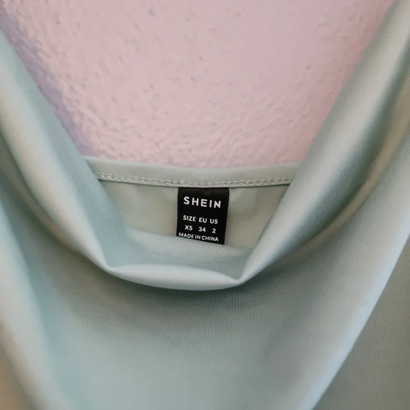 Shein Mint Green Cowl Neck Ruched Side Tank Top - Picture 2 of 4